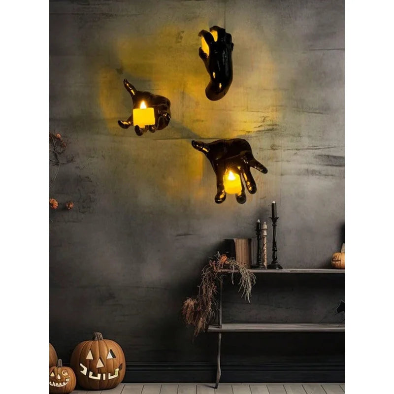 Creeping Hand Wall Sconce | Gothic Lighted Candle Holder Halloween Décor