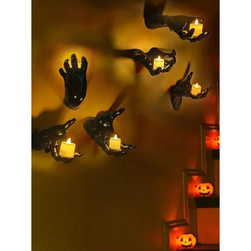 Creeping Hand Wall Sconce | Gothic Lighted Candle Holder Halloween Décor