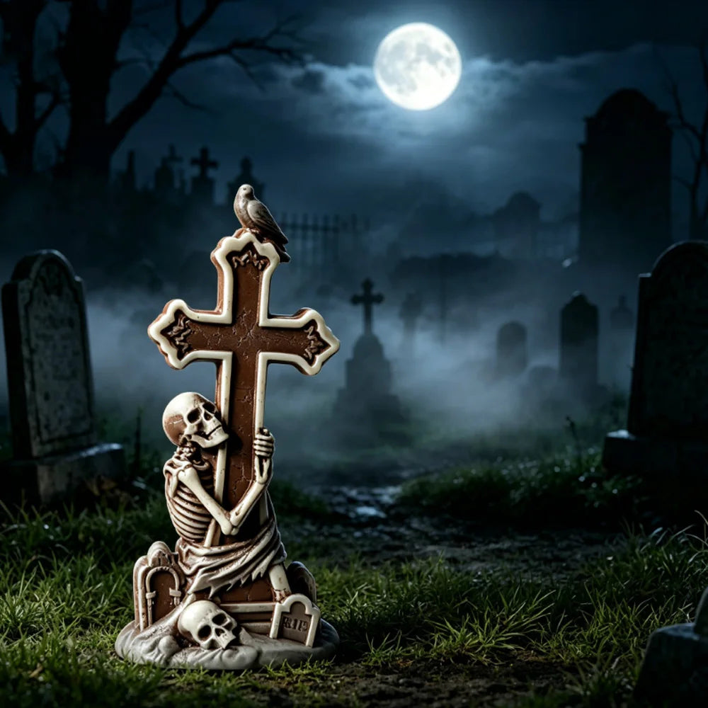 Skeleton Cross Tombstone Candle Mold | Gothic DIY Silicone Mould for Candles, Resin & Soap