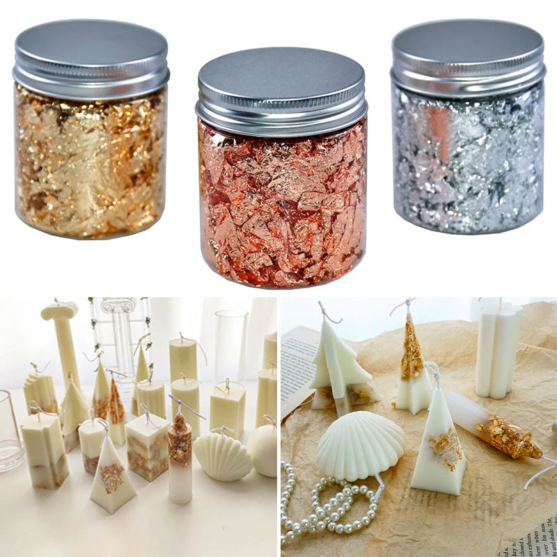 Gold Foil Wax Flakes for Candle Making — 2g DIY Candle Decoration & Craft Supplies