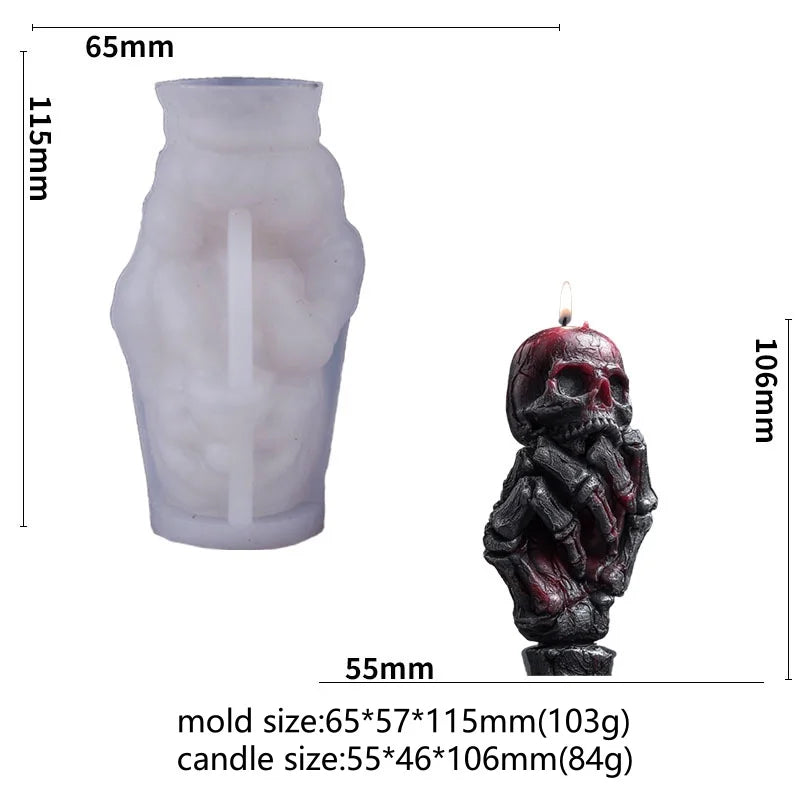 Skeleton Snake Hand Candle Mold — Gothic Halloween & Dark Rose Silicone Mold