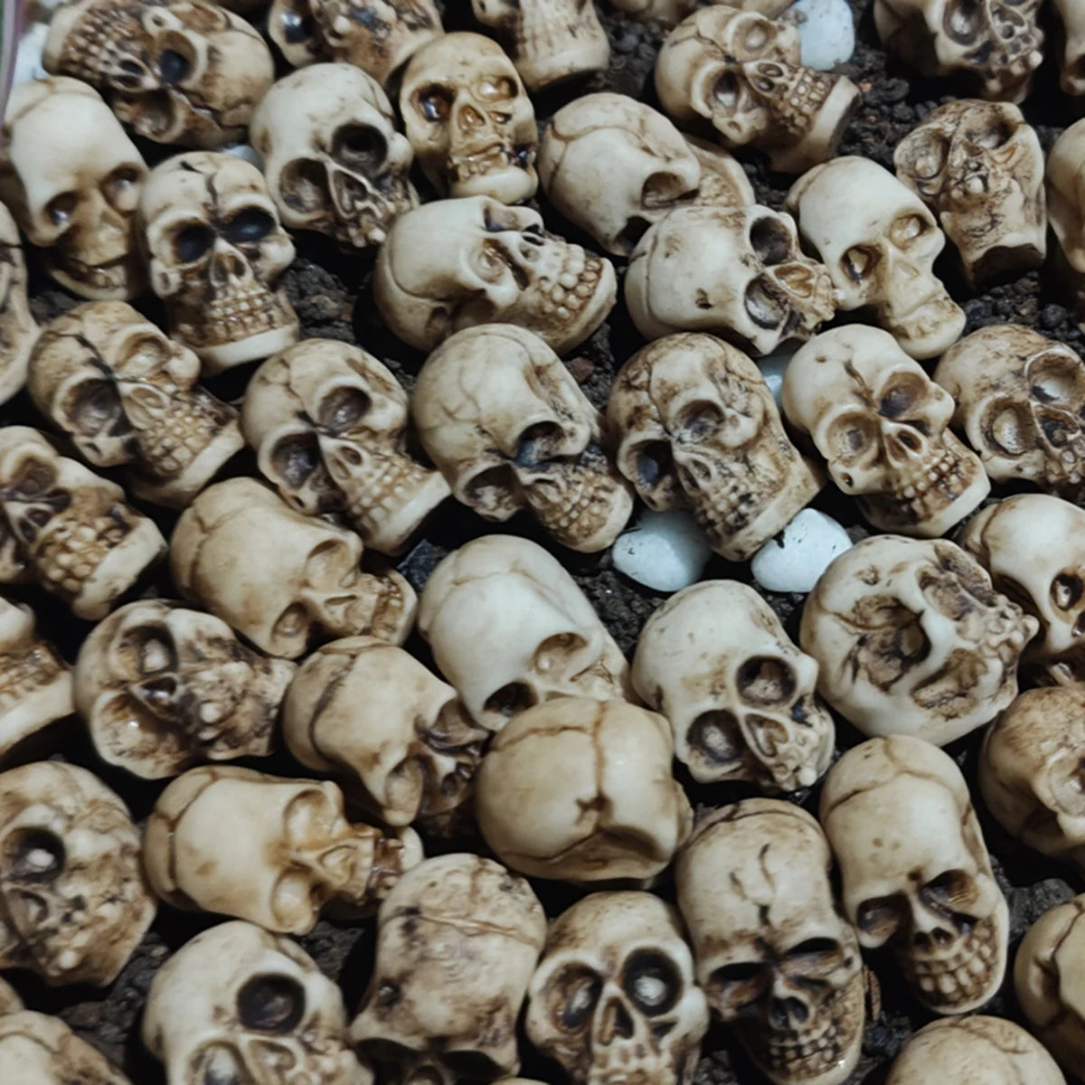 Mini Skull Figurines Set of 20 — Gothic Skeleton Head Bonsai & Garden Decor for Halloween & Dark Home