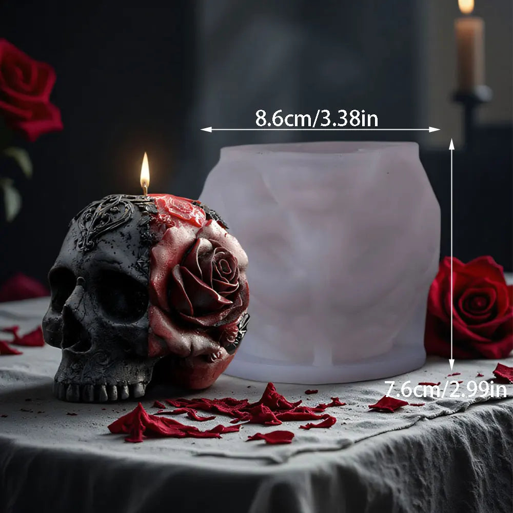 Rose Skull & Bone Hand Candle Mold — Gothic Halloween Silicone Mold