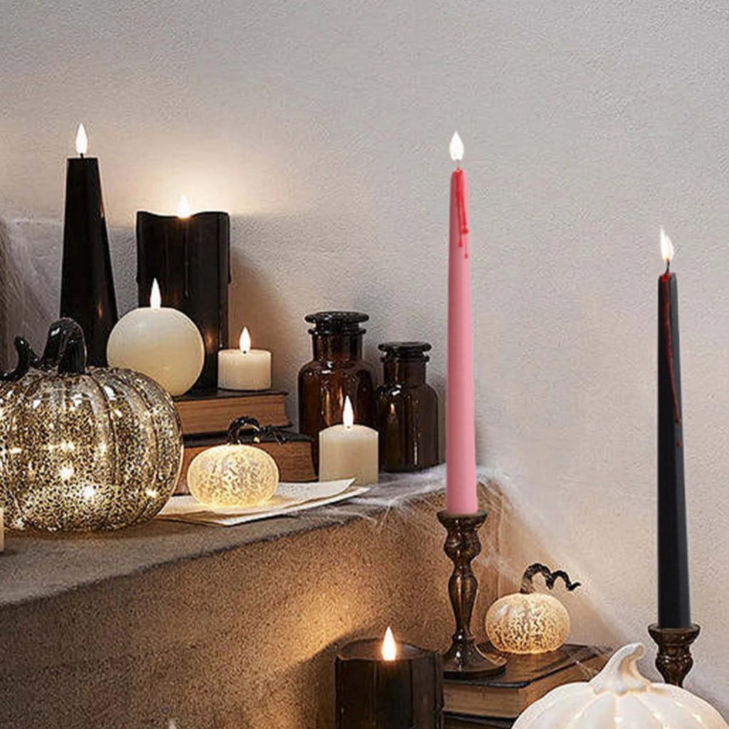 Halloween Bleeding Candles Set of 4 — Gothic Dripping Wax Candles for Eerie Home Decor