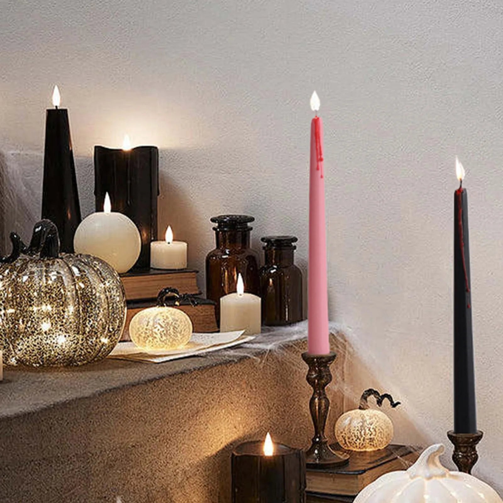 Halloween Bleeding Candles Set of 4 — Gothic Dripping Wax Candles for Eerie Home Decor
