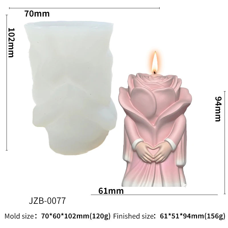 Rose Couple Candle Mold — Romantic Wedding & Valentine's Day Silicone Mold