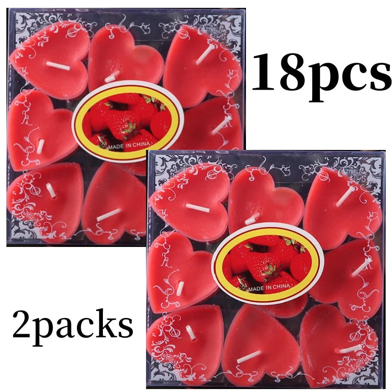 Heart Scented Tea Candles Set (9pc) — Romantic Valentine's Day Wedding & Anniversary Candles