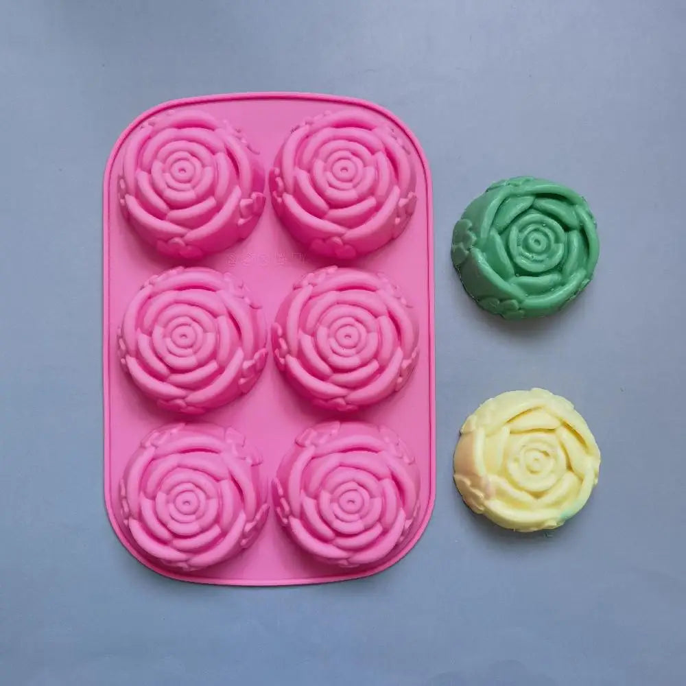 Best title: Rose Flower Silicone Mold (6 Holes) — DIY Soap, Candle, Chocolate & Ice Cube Craft Mold