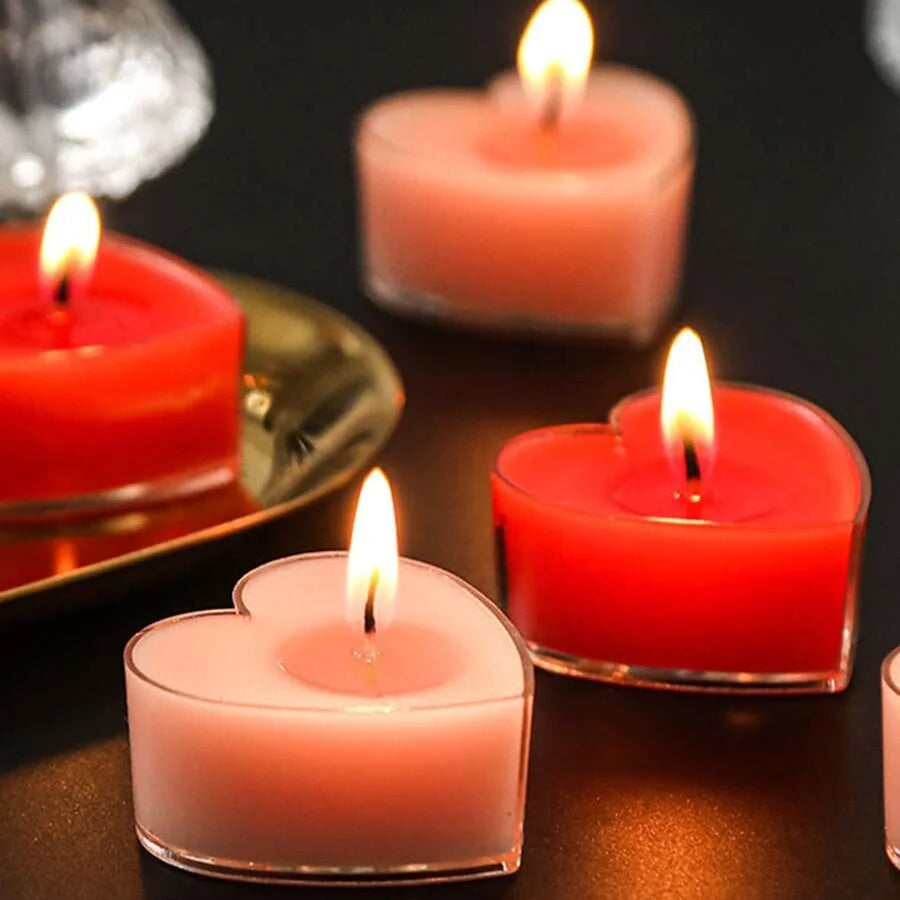 Heart Scented Tea Candles Set (9pc) — Romantic Valentine's Day Wedding & Anniversary Candles