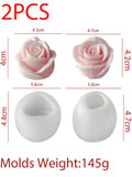 Rose Flower Candle Mold Set (2pc) — Valentine's Day Silicone Mold for Wax, Soap & Resin