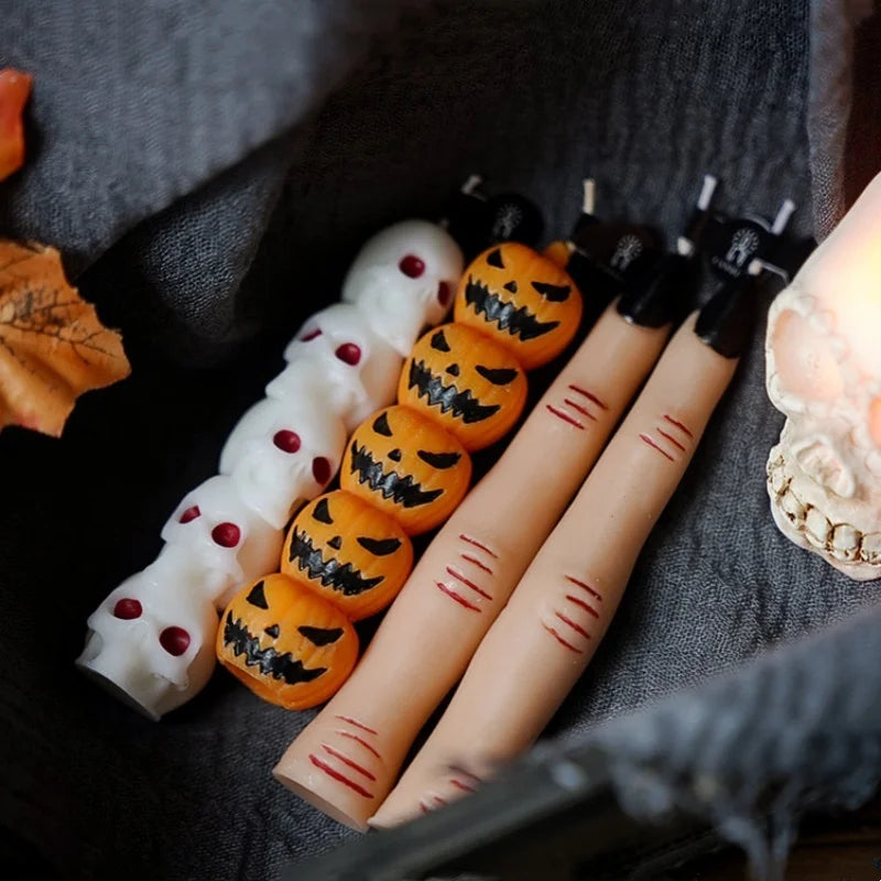 3D Halloween Aromatherapy Candles — Skull, Bone Fingers & Pumpkin Spooky Candle Set for Home Decor & Gifts