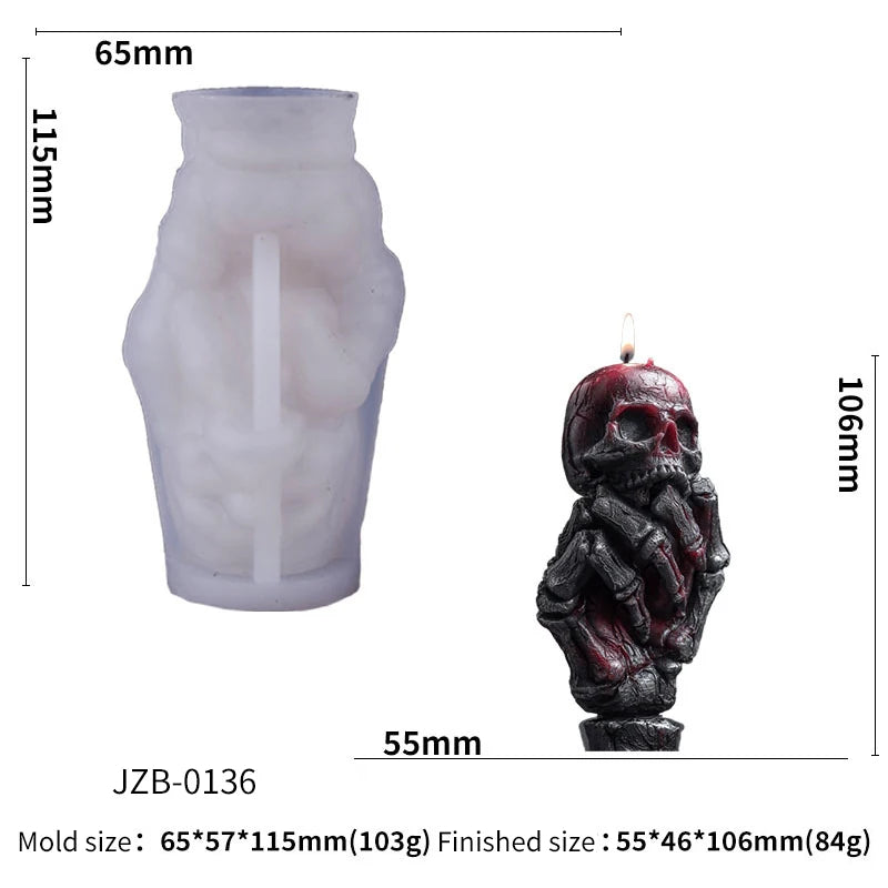 Skeleton Hand Rose Silicone Candle Mold — Gothic Skull & Bone DIY Soap Resin & Gypsum Craft Mold