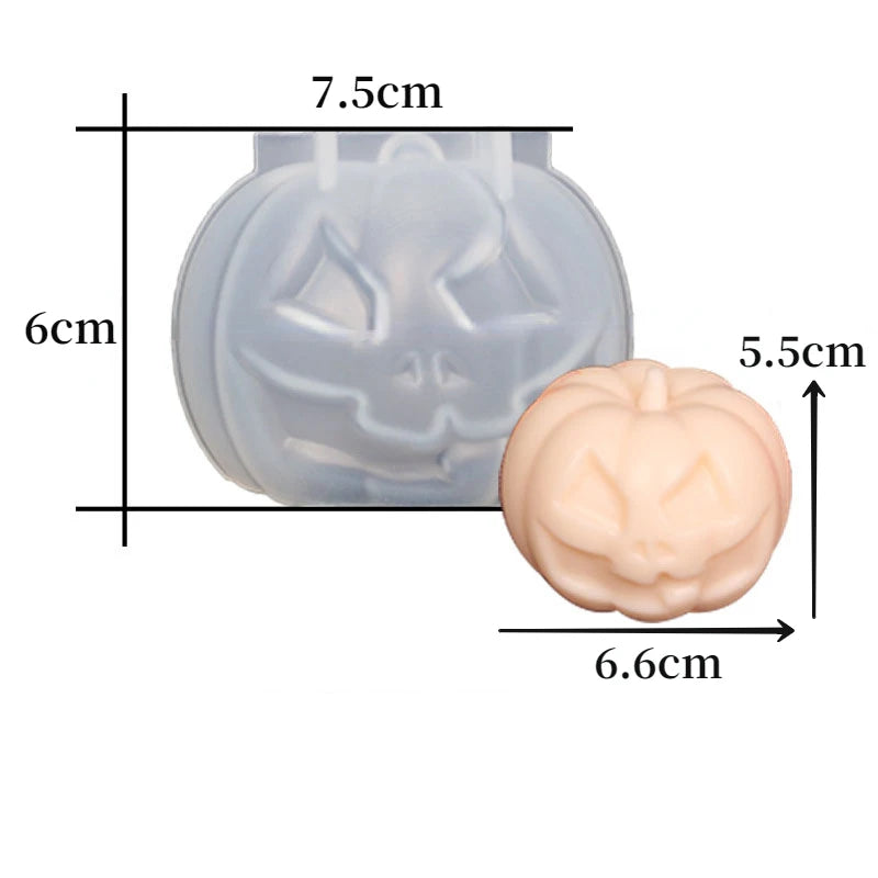 Skull Pumpkin Silicone Candle Mold — Gothic Halloween Horror DIY Candle Soap & Resin Craft Mold
