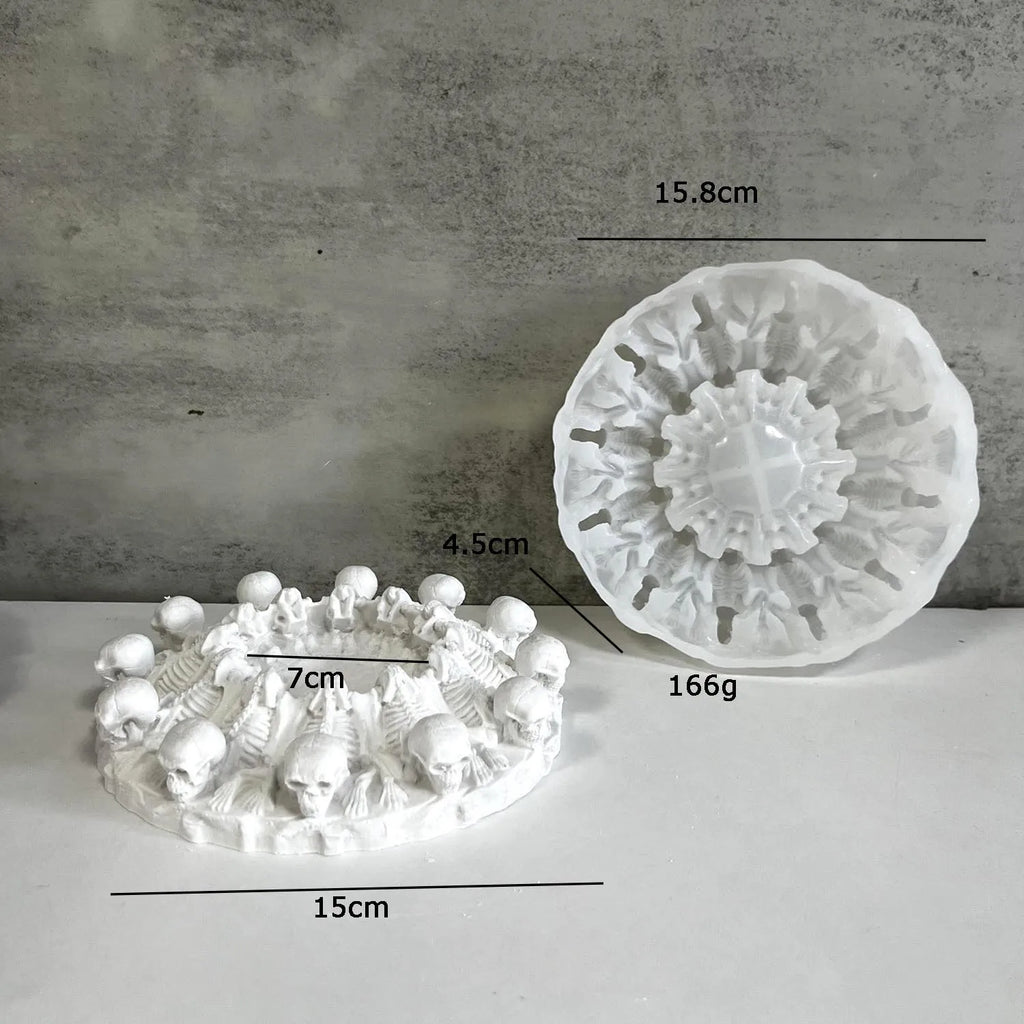 Skull Tea Light Candle Holder Silicone Mold — Gothic DIY Plaster & Resin Halloween Craft Mold