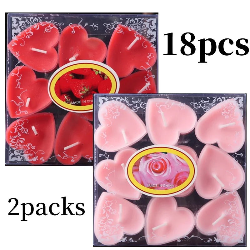 Heart Scented Tea Candles Set (9pc) — Romantic Valentine's Day Wedding & Anniversary Candles
