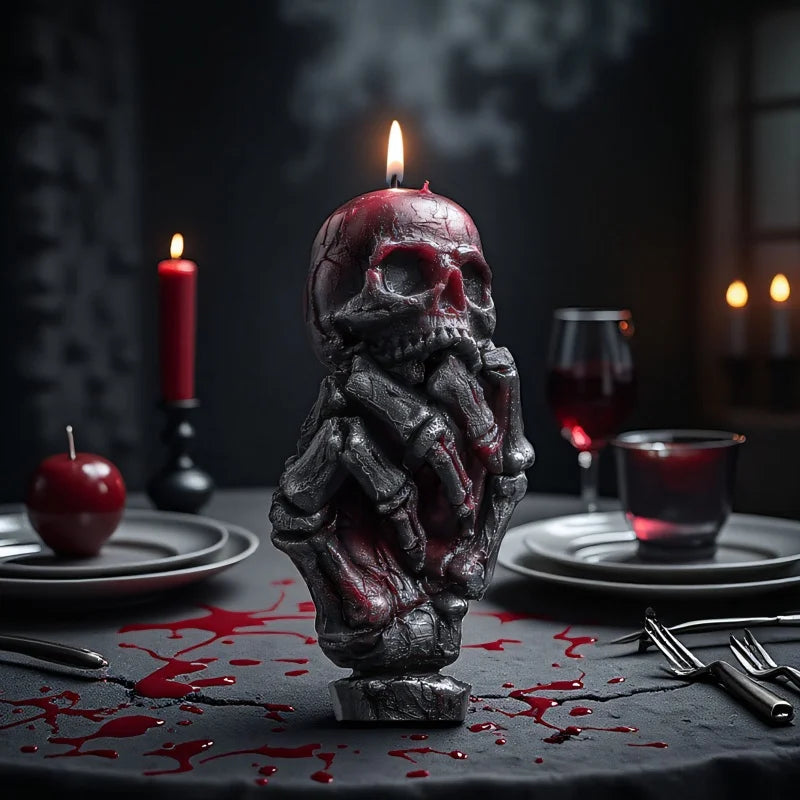 Skeleton Snake Hand Candle Mold — Gothic Halloween & Dark Rose Silicone Mold