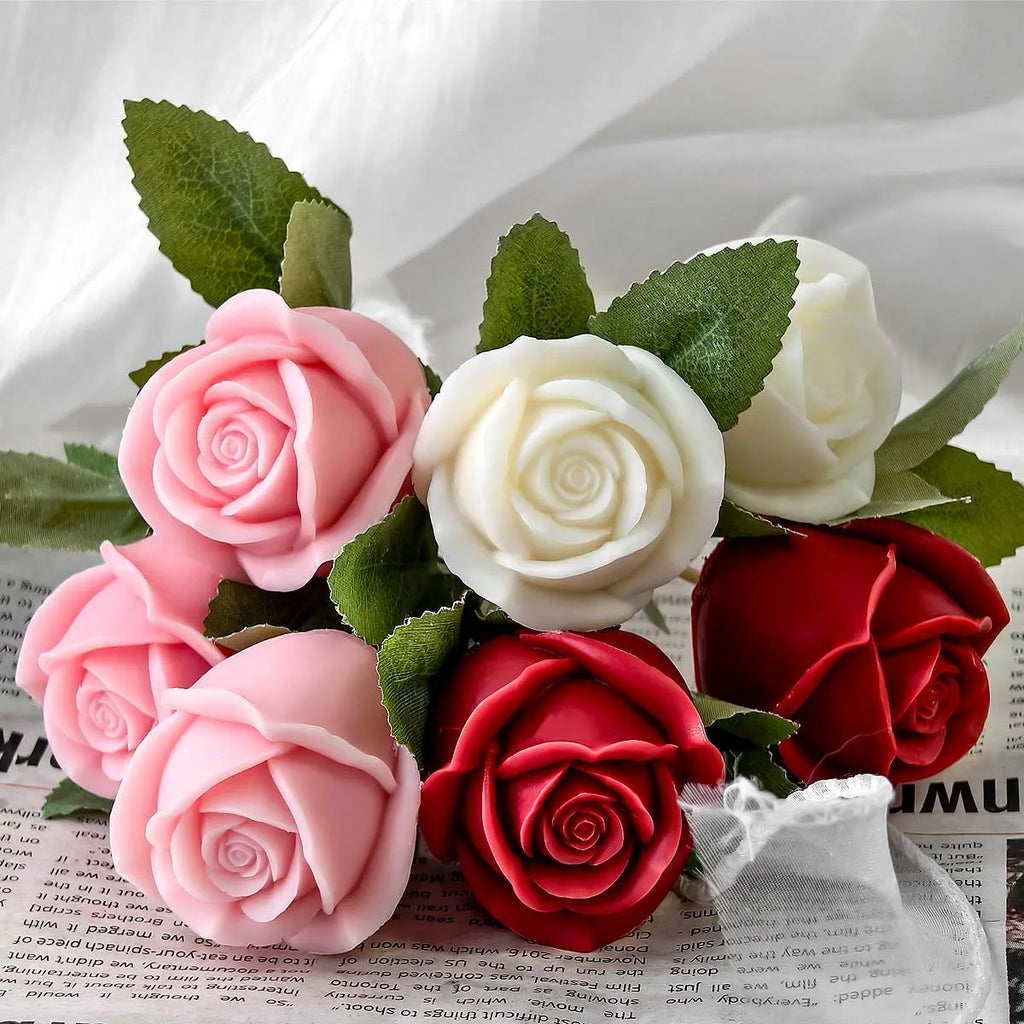 Rose Flower Candle Mold Set (2pc) — Valentine's Day Silicone Mold for Wax, Soap & Resin