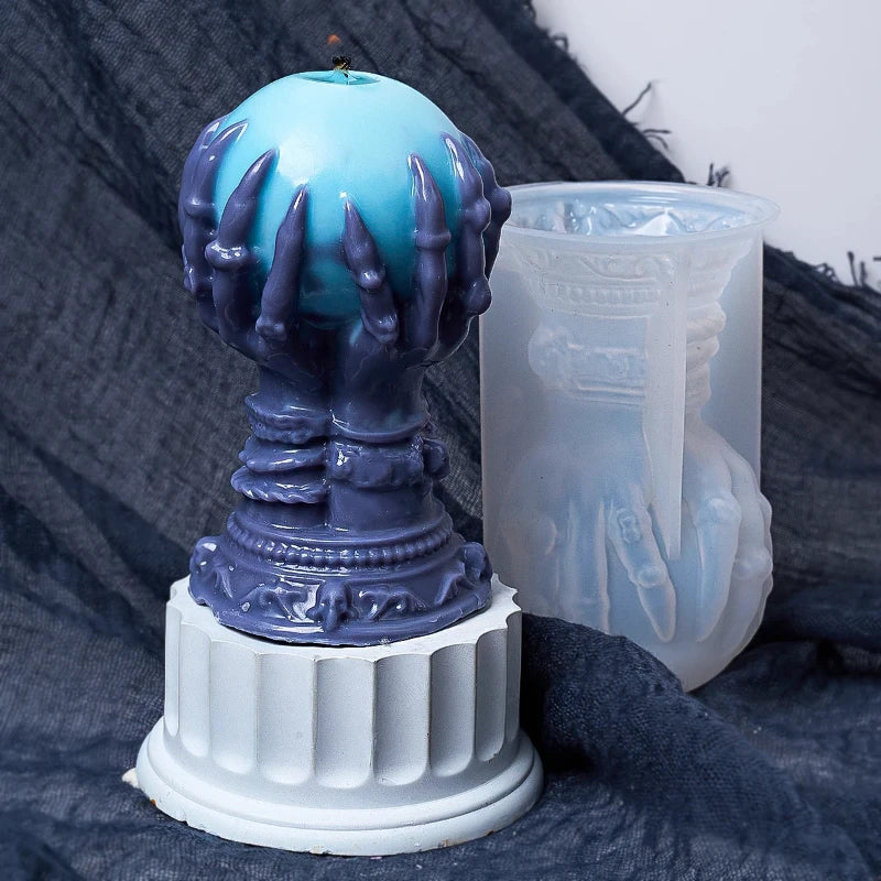 Witch Hand & Rose Ball Candle Mold — Gothic Halloween Silicone Mold