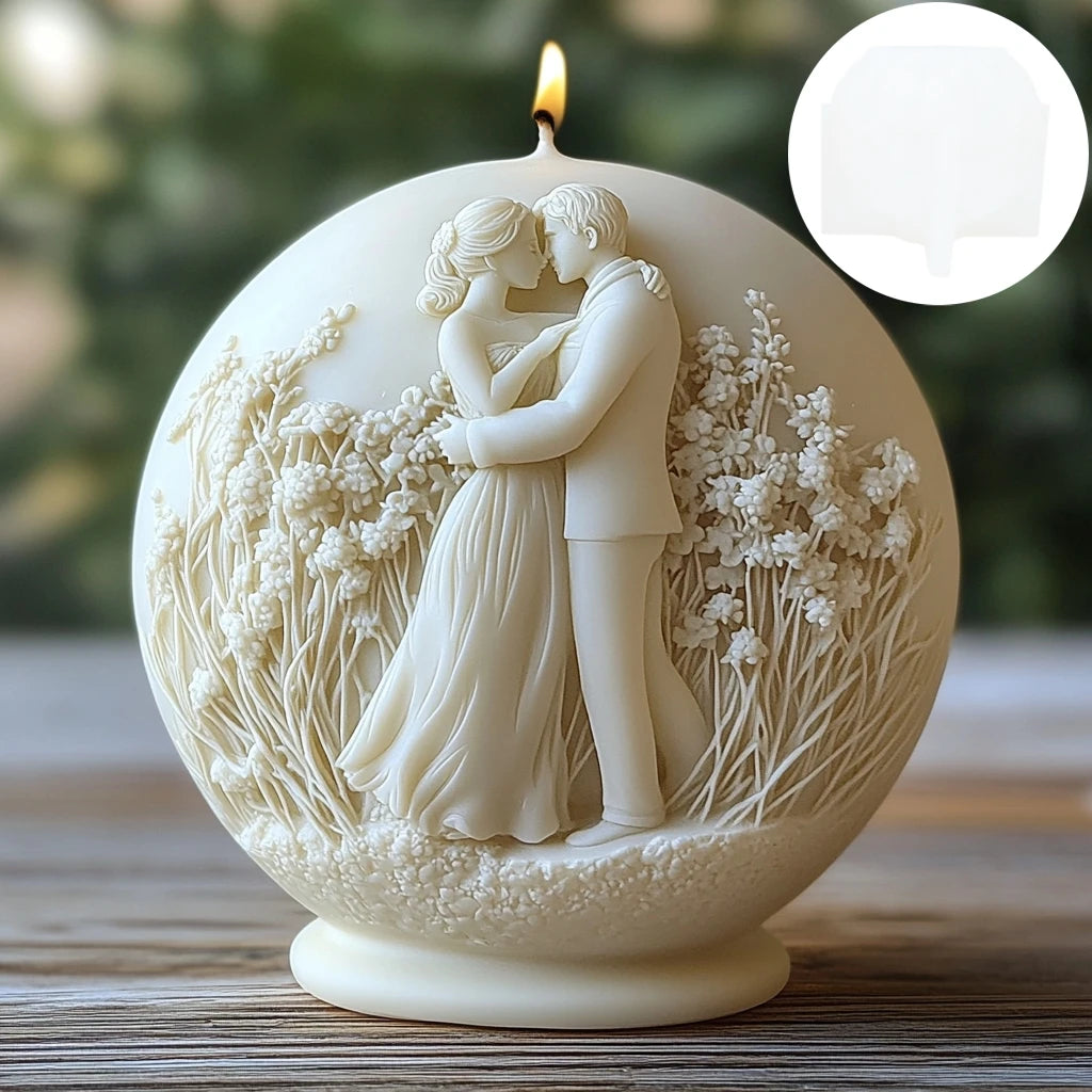 Couples Embrace Rose Ball Candle Mold — Wedding & Valentine's Day Silicone Mold
