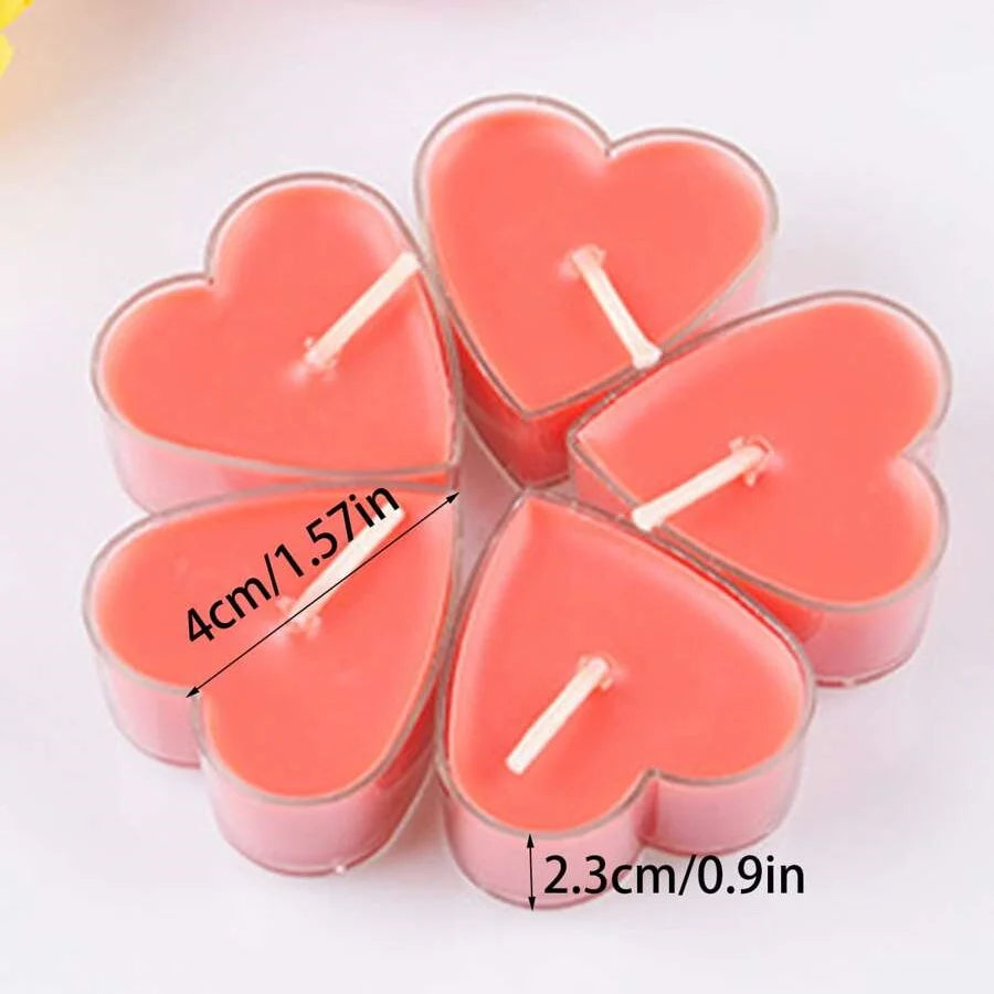 Heart Scented Tea Candles Set (9pc) — Romantic Valentine's Day Wedding & Anniversary Candles