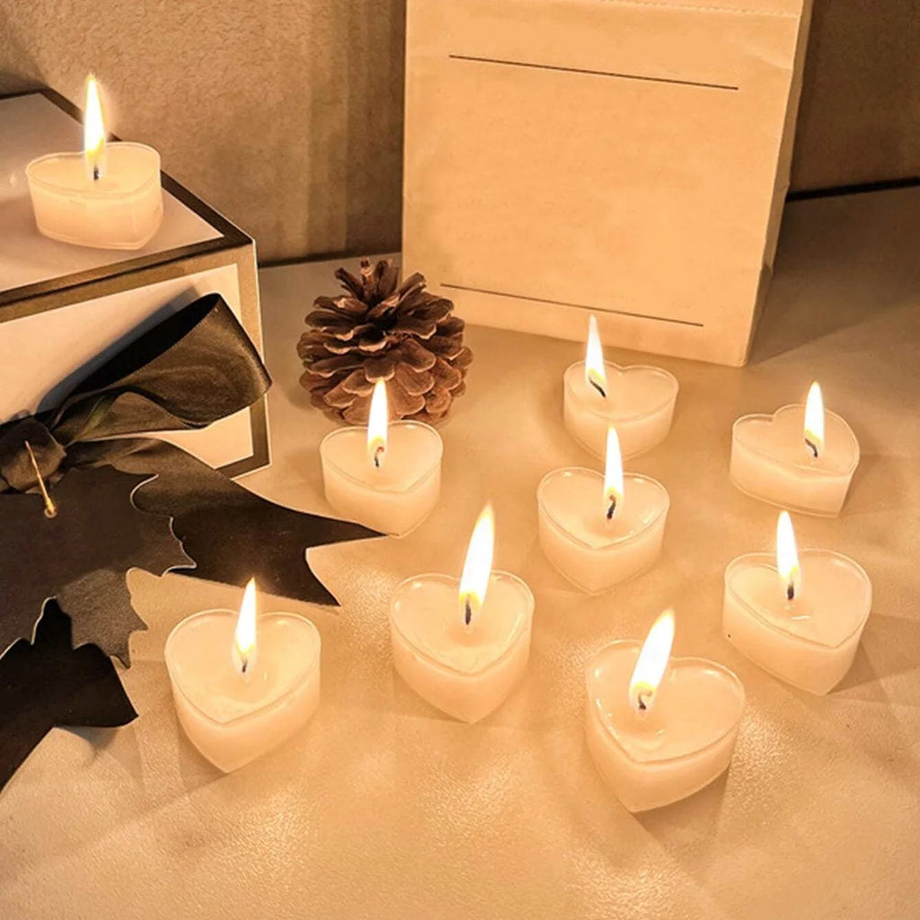 Heart Scented Tea Candles Set (9pc) — Romantic Valentine's Day Wedding & Anniversary Candles