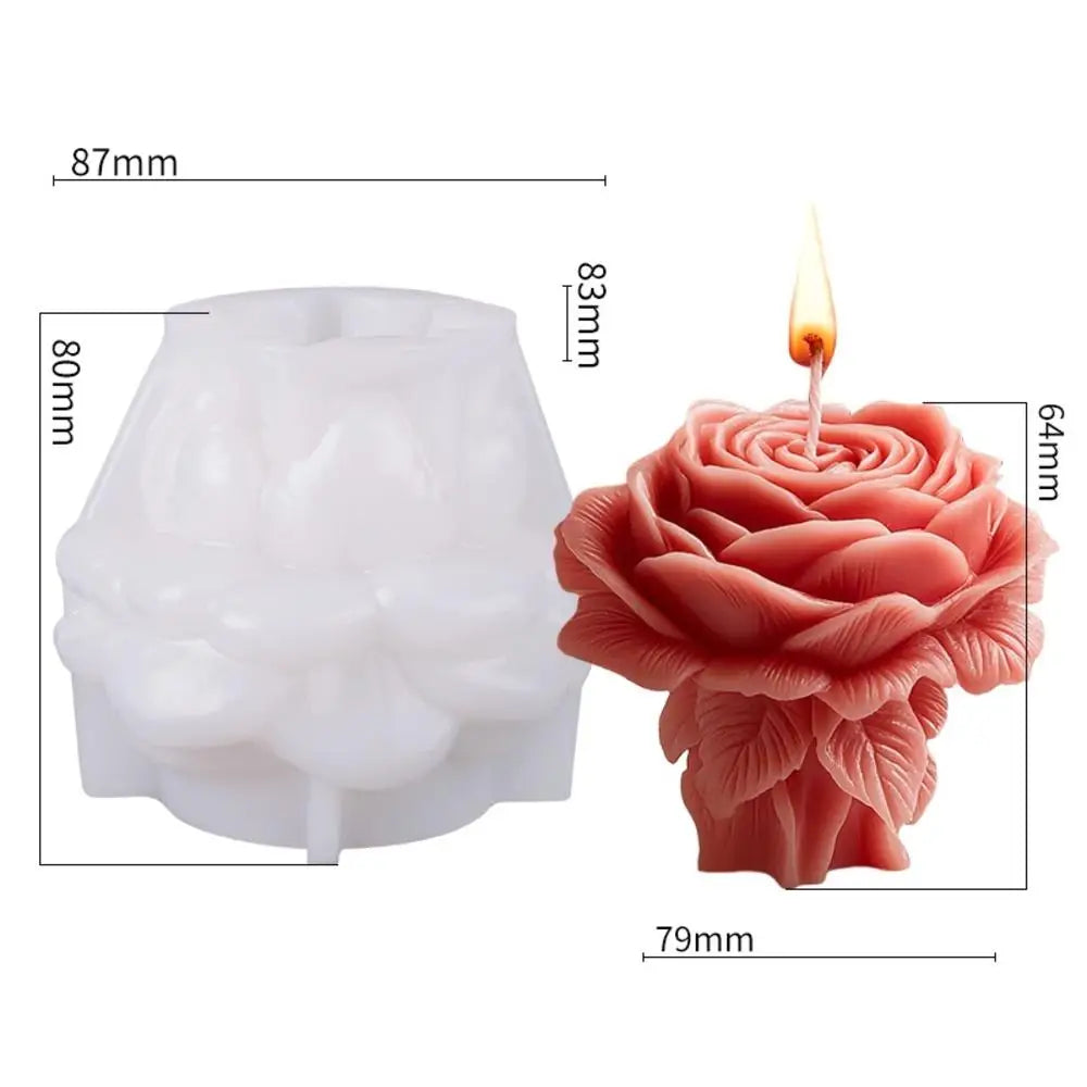 Rose Pillar Candle Silicone Mold — DIY Floral Candle Stick Soap & Resin Craft Mold