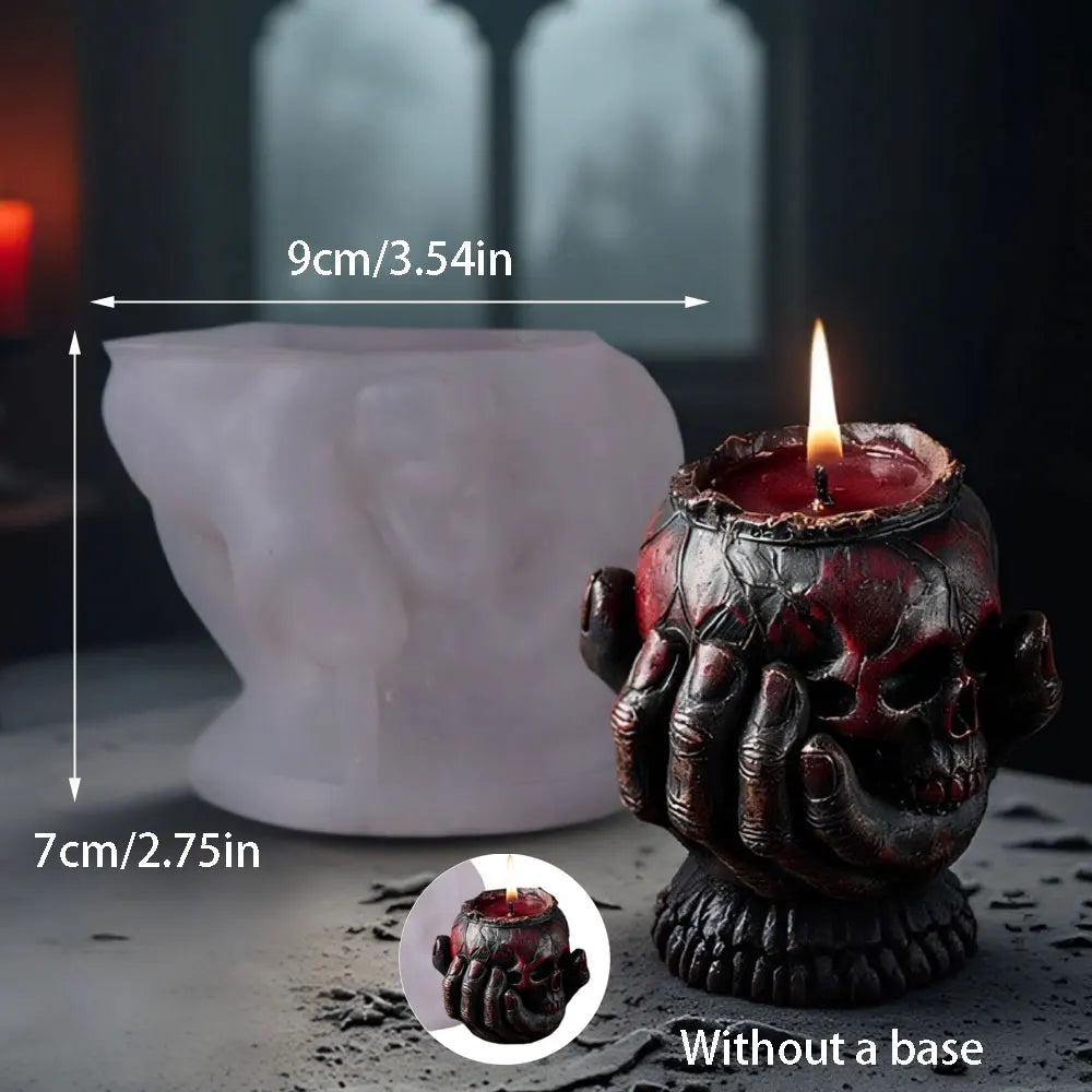 Rose Skull & Bone Hand Candle Mold — Gothic Halloween Silicone Mold