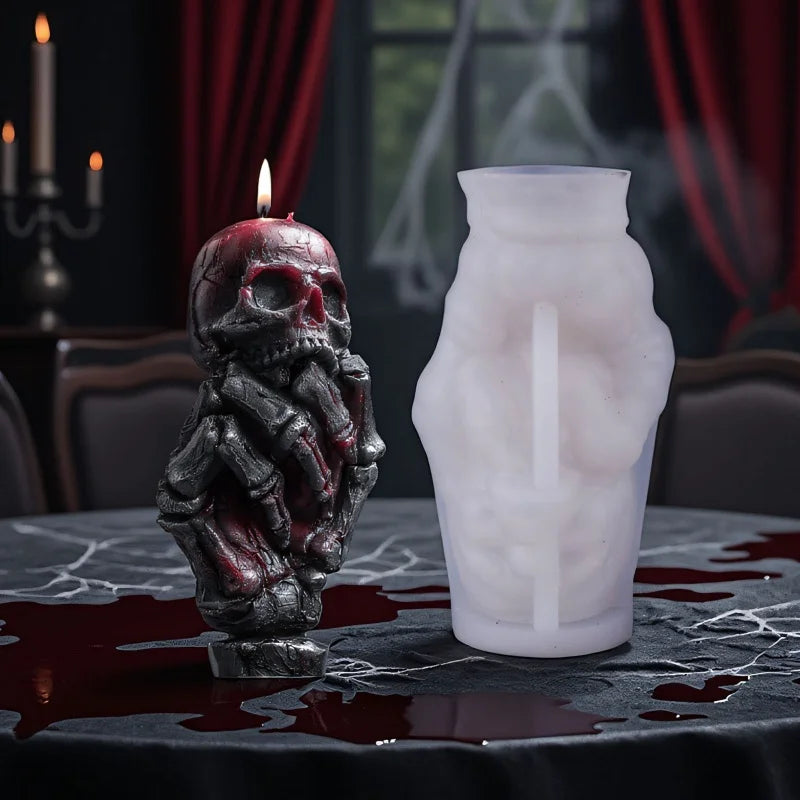 Skeleton Snake Hand Candle Mold — Gothic Halloween & Dark Rose Silicone Mold