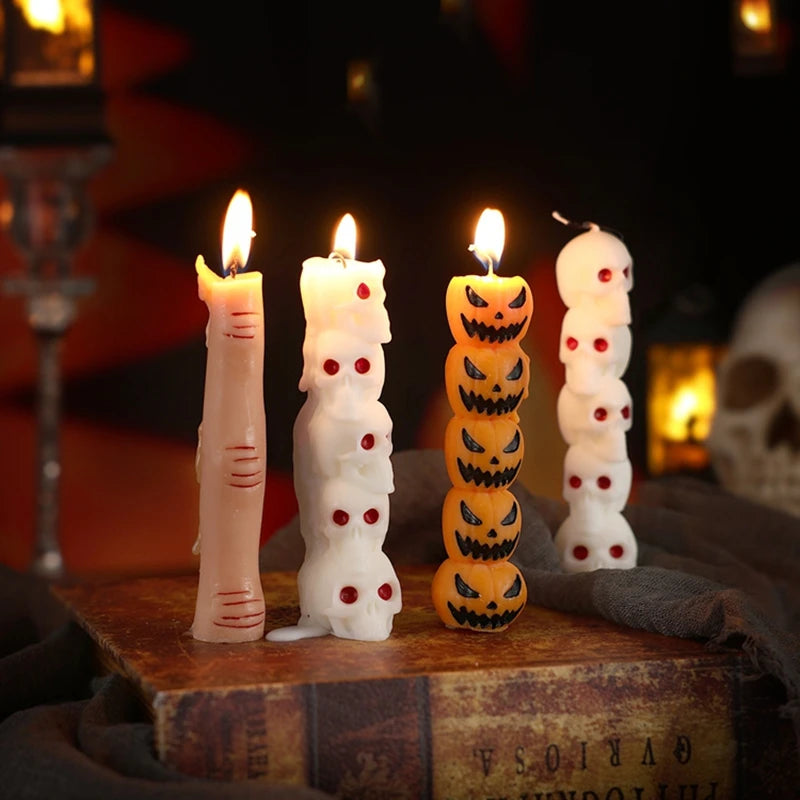 Halloween Aromatherapy Candle Set — Skull, Pumpkin & Bone Fingers | Soy Wax Scented Candles