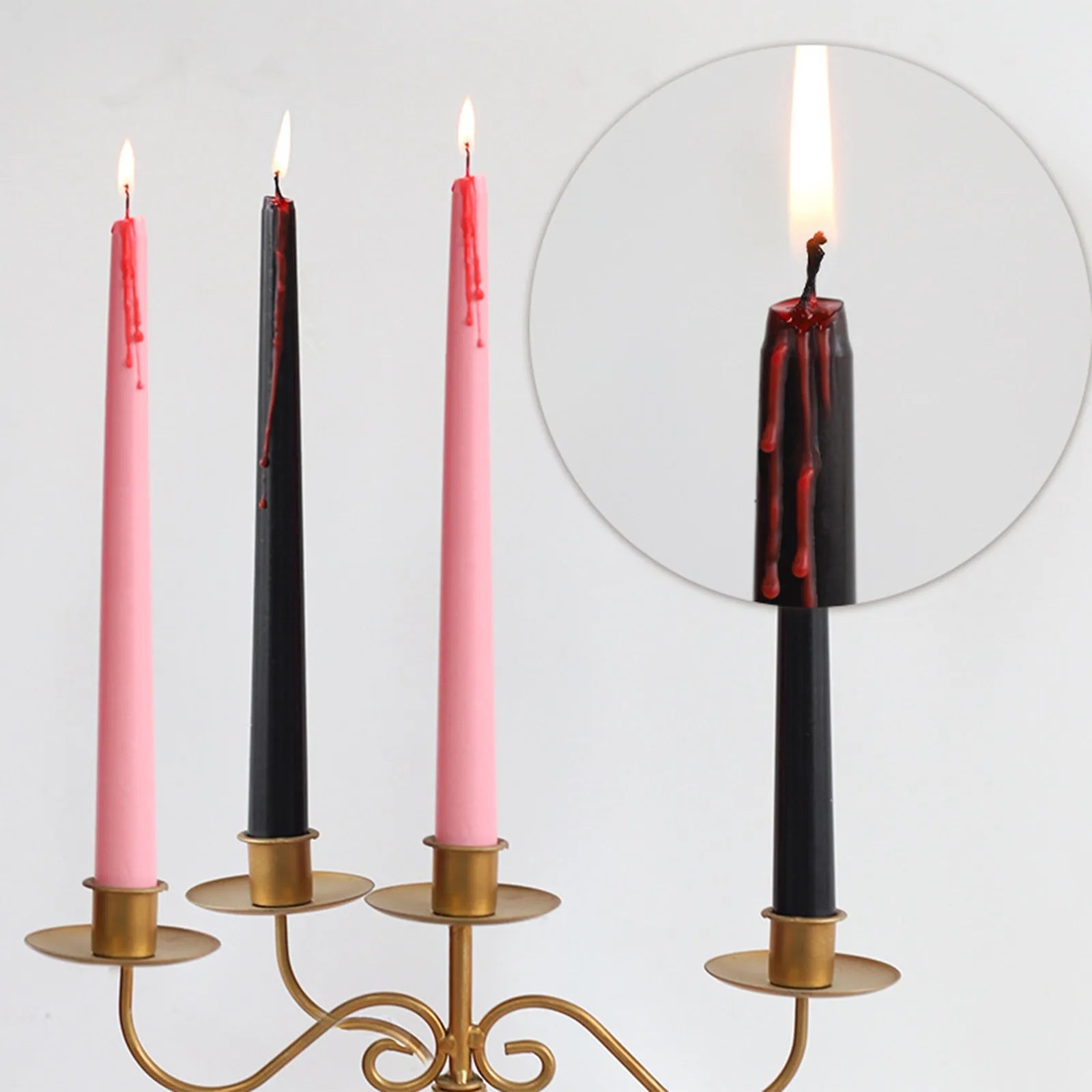 Halloween Bleeding Candles Set of 4 — Gothic Dripping Wax Candles for Eerie Home Decor