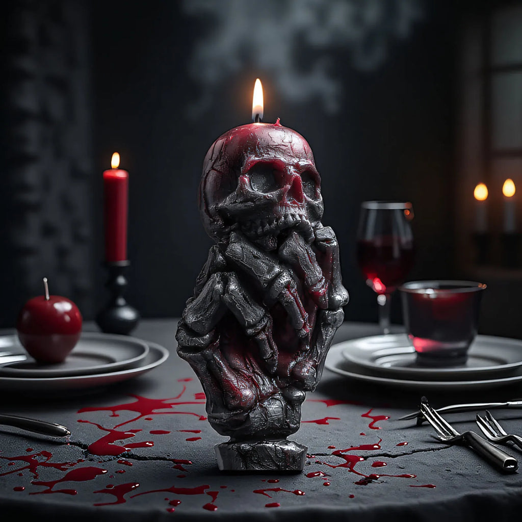 Skeleton Hand Rose Silicone Candle Mold — Gothic Skull & Bone DIY Soap Resin & Gypsum Craft Mold