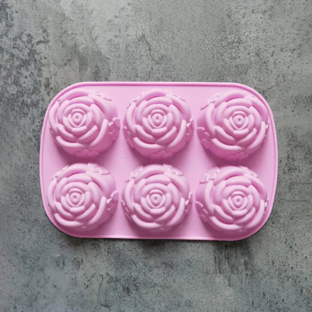 Best title: Rose Flower Silicone Mold (6 Holes) — DIY Soap, Candle, Chocolate & Ice Cube Craft Mold