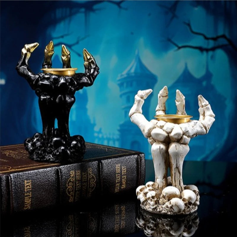 European Skull Candle Holder — Gothic Halloween Party Decor & Creative Candlelight Decoration