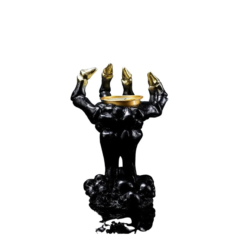 European Skull Candle Holder — Gothic Halloween Party Decor & Creative Candlelight Decoration