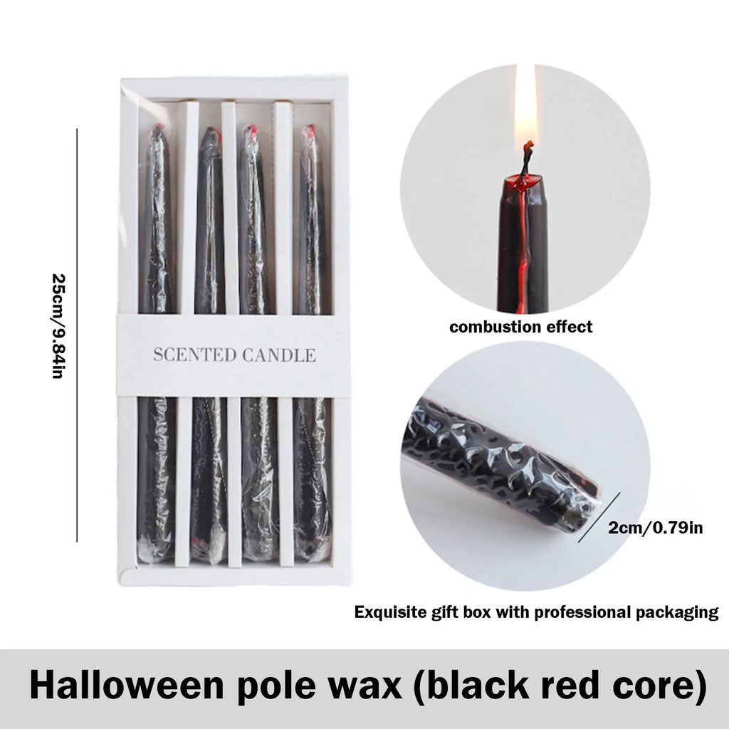 Halloween Bleeding Candles Set of 4 — Gothic Dripping Wax Candles for Eerie Home Decor