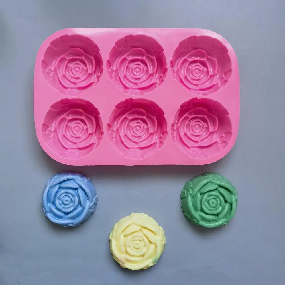 Best title: Rose Flower Silicone Mold (6 Holes) — DIY Soap, Candle, Chocolate & Ice Cube Craft Mold