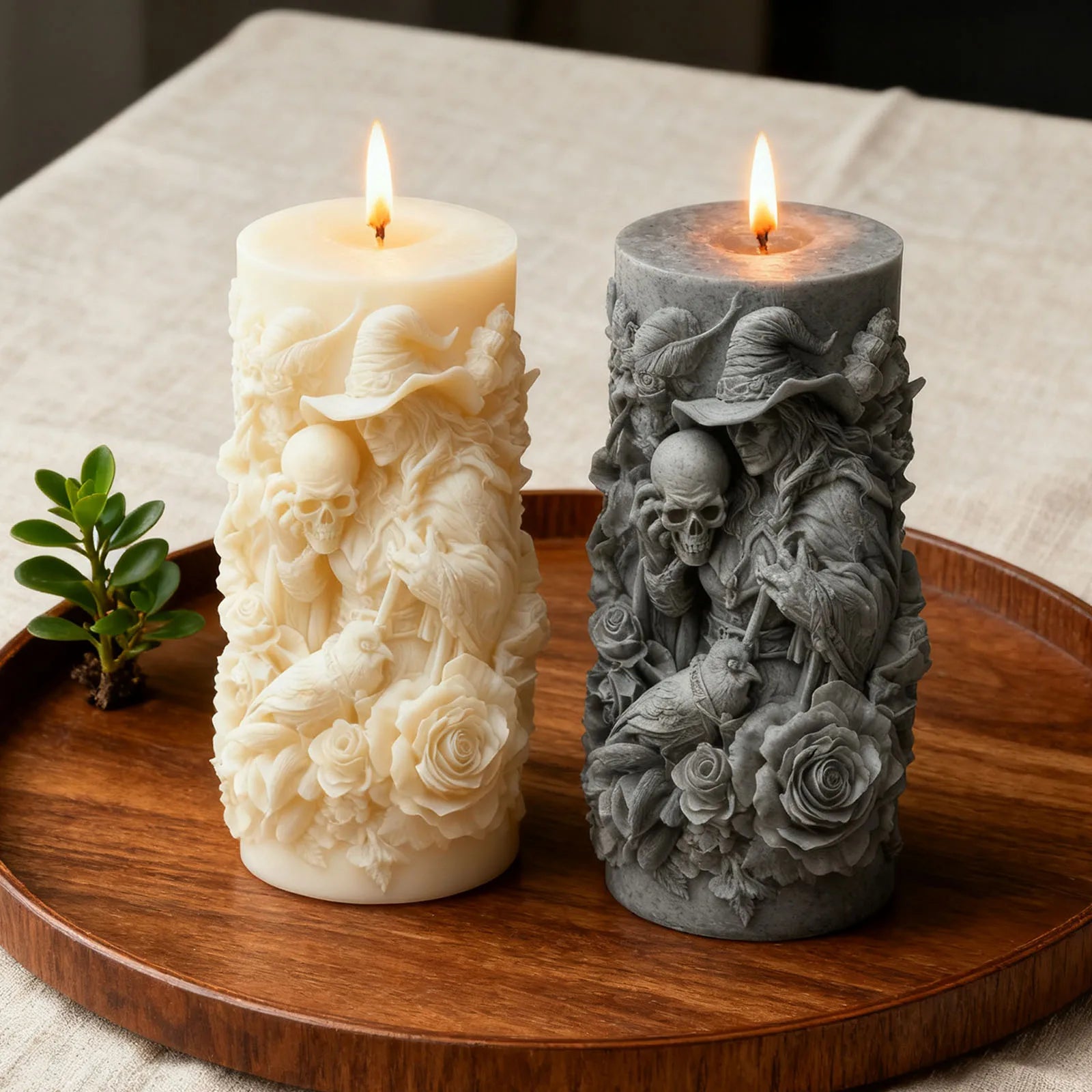Wizard Rose Skull Candle Mold — Gothic Dark Theme Silicone Mold for Scented Candles