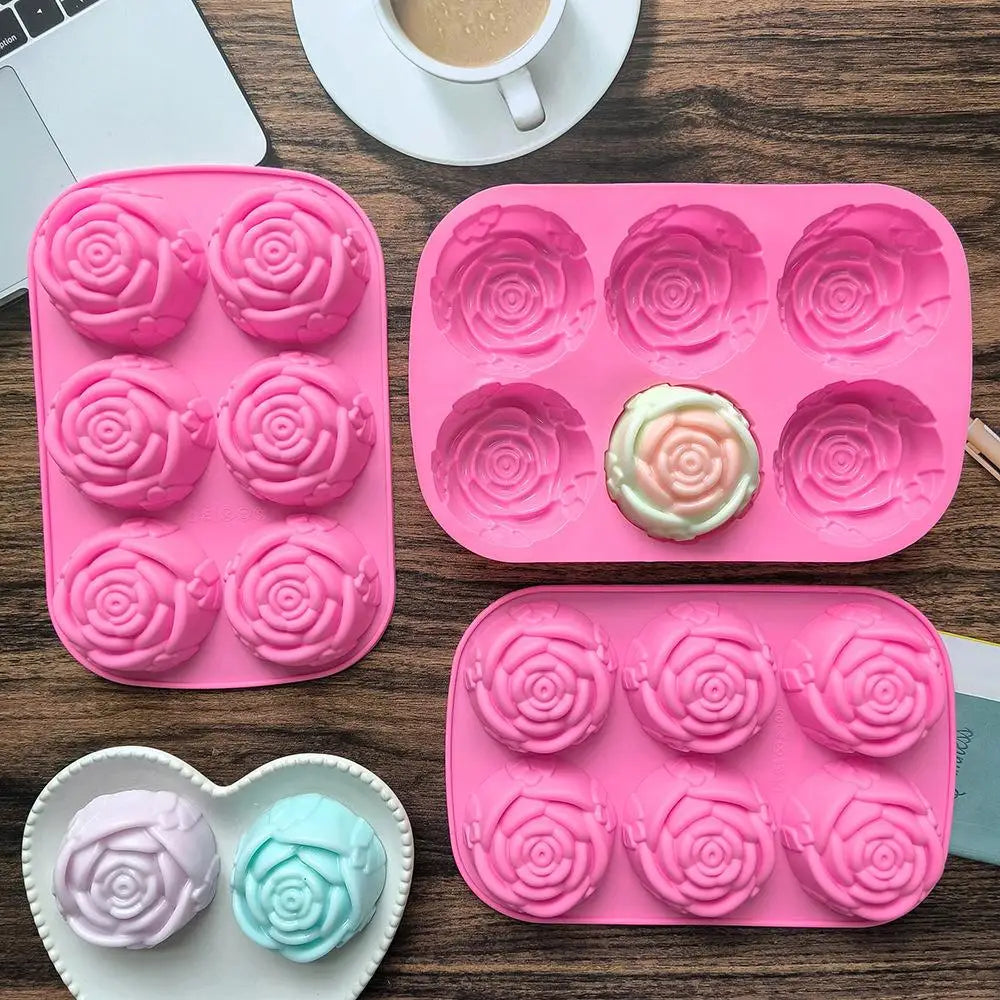 Best title: Rose Flower Silicone Mold (6 Holes) — DIY Soap, Candle, Chocolate & Ice Cube Craft Mold