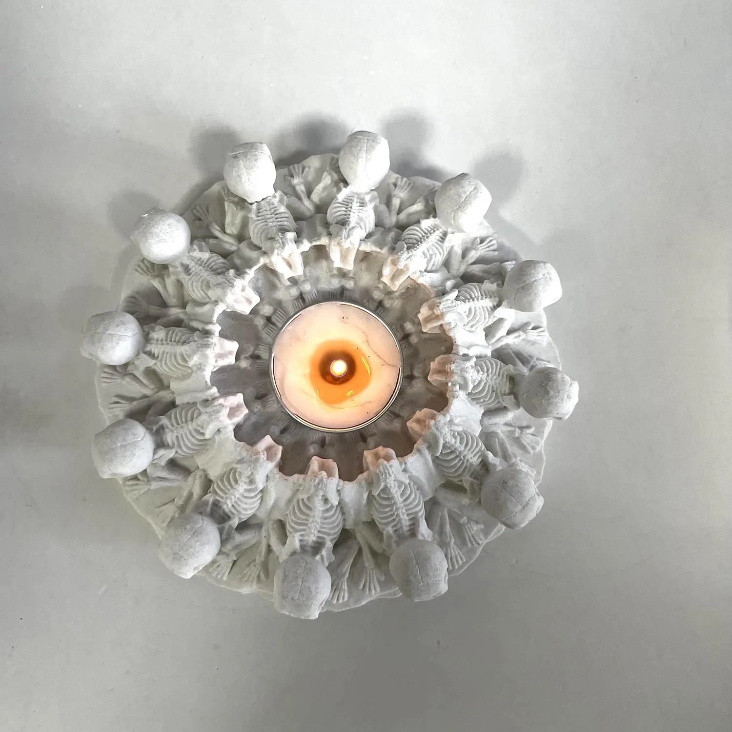 Skull Tea Light Candle Holder Silicone Mold — Gothic DIY Plaster & Resin Halloween Craft Mold