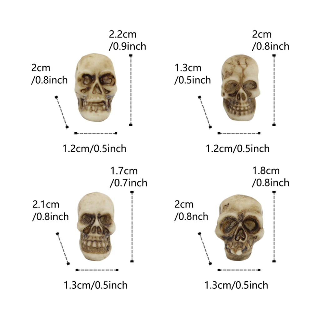 Mini Skull Figurines Set of 20 — Gothic Skeleton Head Bonsai & Garden Decor for Halloween & Dark Home