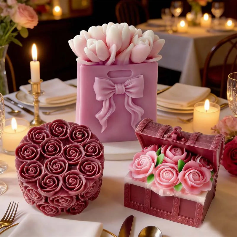 3D Rose Flower Silicone Candle Mold — DIY Candle & Resin Craft Mold for Home Decor