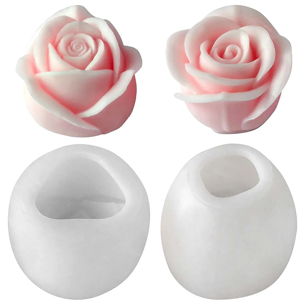 Rose Flower Candle Mold Set (2pc) — Valentine's Day Silicone Mold for Wax, Soap & Resin