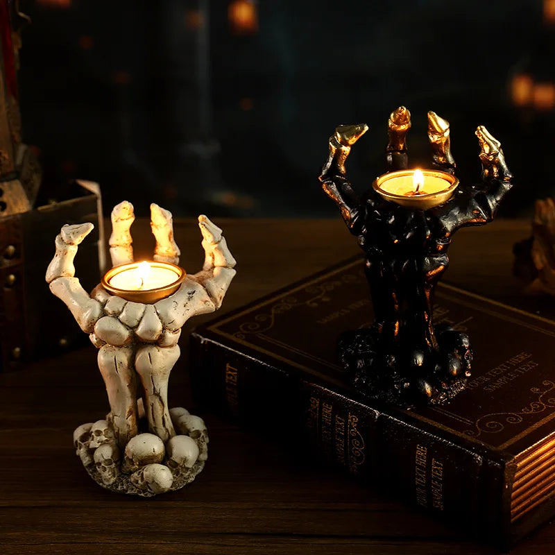 European Skull Candle Holder — Gothic Halloween Party Decor & Creative Candlelight Decoration