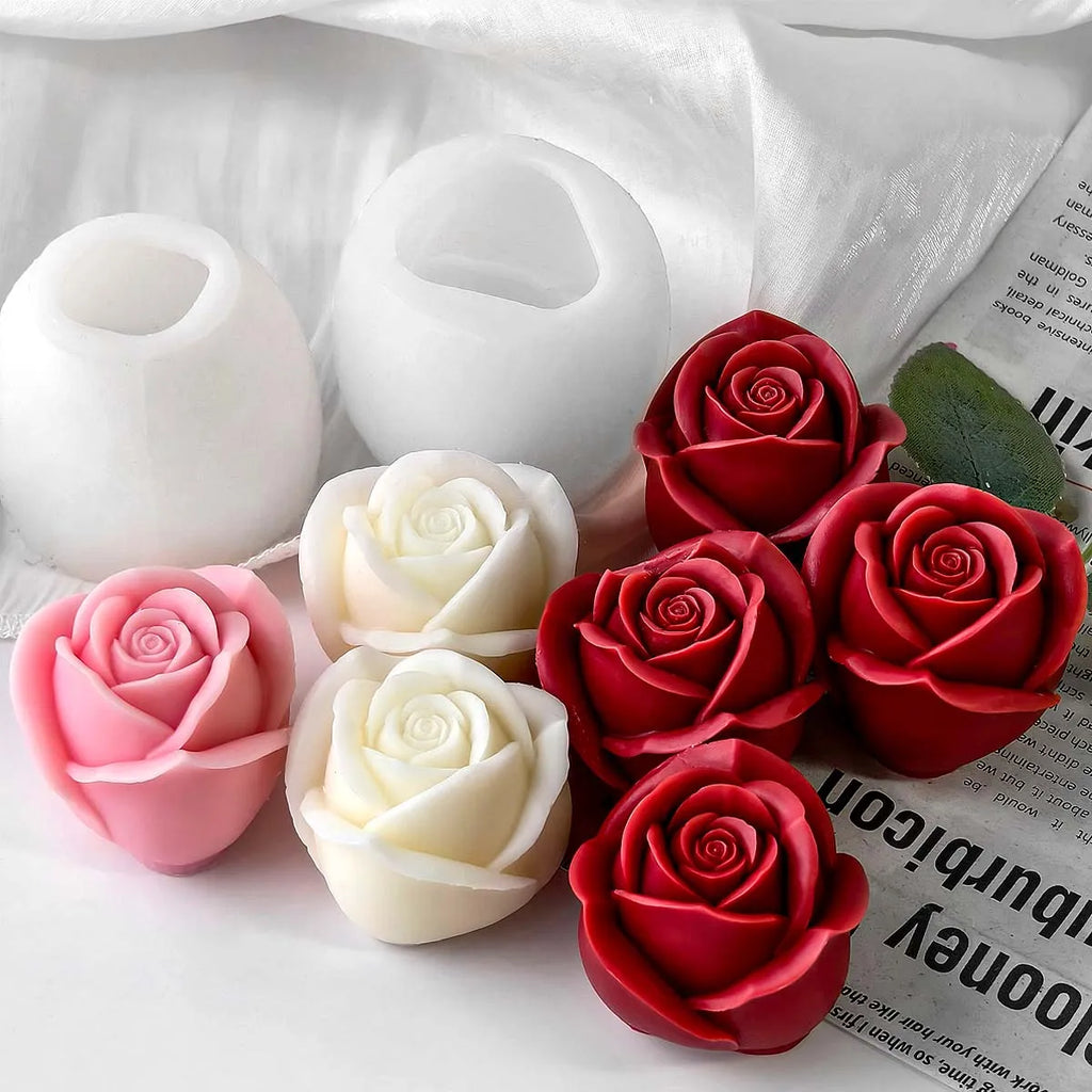 Rose Flower Candle Mold Set (2pc) — Valentine's Day Silicone Mold for Wax, Soap & Resin