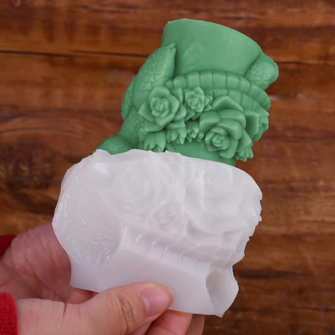 Rose Pillar Candle Silicone Mold — DIY Floral Candle Stick Soap & Resin Craft Mold