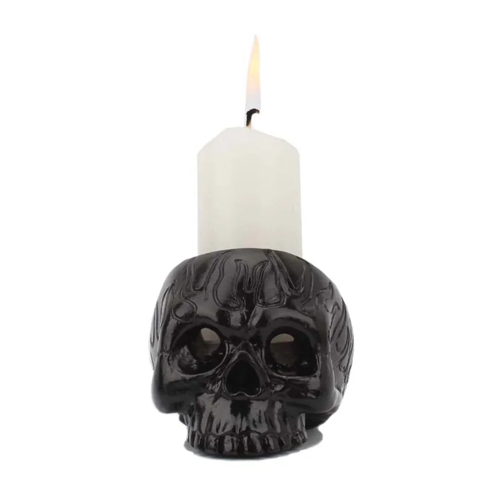 Skull Skeleton Resin Candlestick Holder — Gothic Candle Holder for Halloween, Christmas & Dark Home Decor