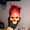 Skull Heart Resin Figurine — Gothic Fairy Tale Skull Statue for Dark Home & Desk Decor
