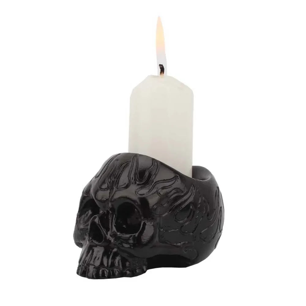 Skull Skeleton Resin Candlestick Holder — Gothic Candle Holder for Halloween, Christmas & Dark Home Decor