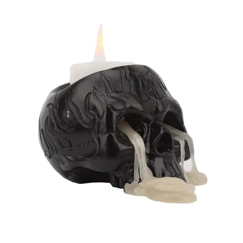 Skull Skeleton Resin Candlestick Holder — Gothic Candle Holder for Halloween, Christmas & Dark Home Decor