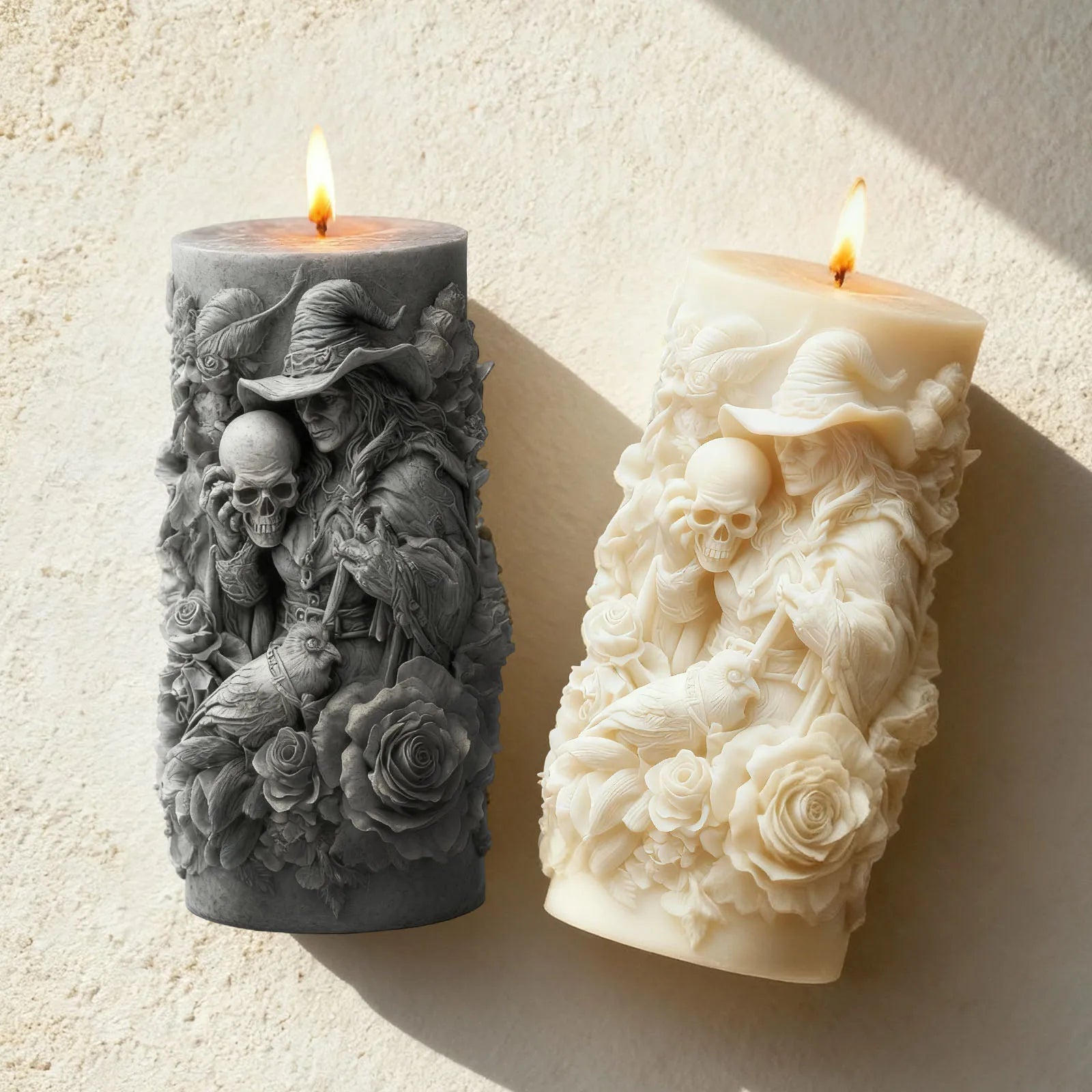 Wizard Rose Skull Candle Mold — Gothic Dark Theme Silicone Mold for Scented Candles